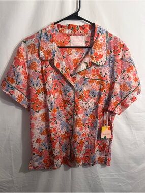 NWT ban.do Pink Orange Blue Floral Short Sleeve Pajama Top